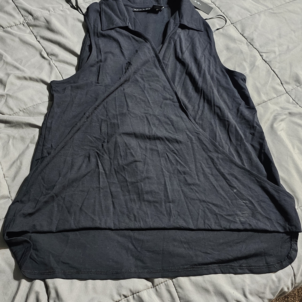 Tahari Black Collared Blouse